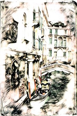 Venedik sanat eskizi çizimi eğlenceli tasarım antika retro