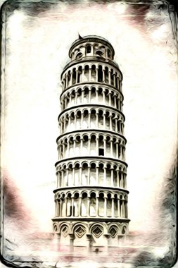 Pisa sanat eskizi çizimi eğlenceli tasarım antika eski sanat fotoğrafçılığı