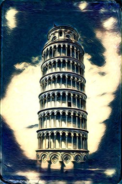 Pisa sanat eskizi çizimi eğlenceli tasarım antika eski sanat fotoğrafçılığı