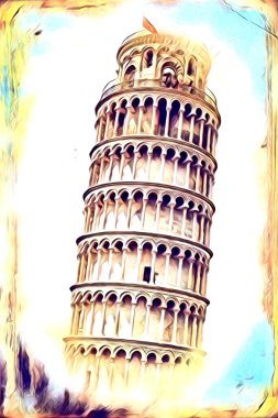 Pisa sanat eskizi çizimi eğlenceli tasarım antika eski sanat fotoğrafçılığı