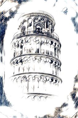 Pisa sanat eskizi çizimi eğlenceli tasarım antika eski sanat fotoğrafçılığı