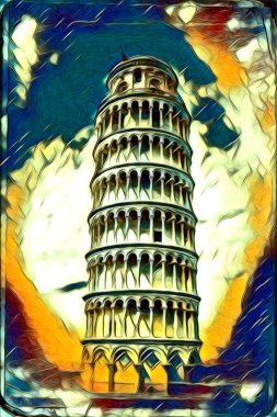 Pisa sanat eskizi çizimi eğlenceli tasarım antika eski sanat fotoğrafçılığı