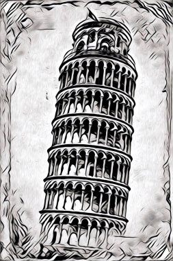 Pisa sanat eskizi çizimi eğlenceli tasarım antika eski sanat fotoğrafçılığı