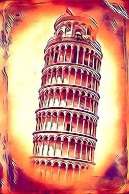 Pisa sanat eskizi çizimi eğlenceli tasarım antika eski sanat fotoğrafçılığı