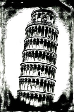 Pisa sanat eskizi çizimi eğlenceli tasarım antika eski sanat fotoğrafçılığı