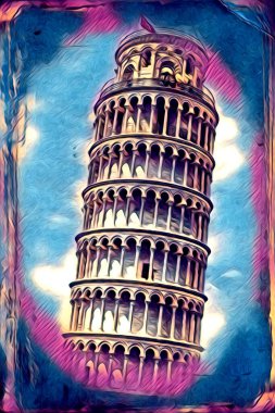 Pisa sanat eskizi çizimi eğlenceli tasarım antika eski sanat fotoğrafçılığı
