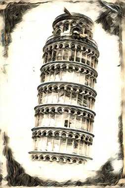 Pisa sanat eskizi çizimi eğlenceli tasarım antika eski sanat fotoğrafçılığı