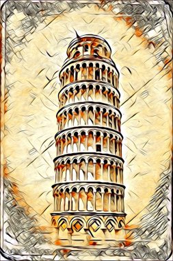 Pisa sanat eskizi çizimi eğlenceli tasarım antika eski sanat fotoğrafçılığı
