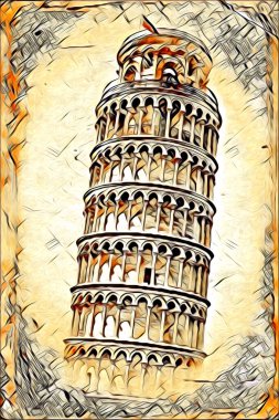 Pisa sanat eskizi çizimi eğlenceli tasarım antika eski sanat fotoğrafçılığı