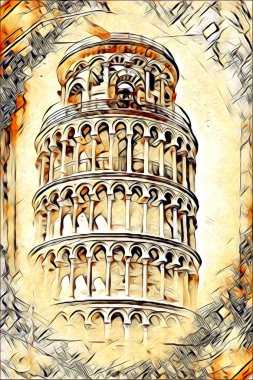 Pisa sanat eskizi çizimi eğlenceli tasarım antika eski sanat fotoğrafçılığı
