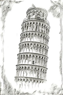 Pisa sanat eskizi çizimi eğlenceli tasarım antika eski sanat fotoğrafçılığı