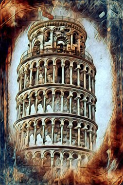 Pisa sanat eskizi çizimi eğlenceli tasarım antika eski sanat fotoğrafçılığı
