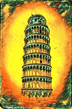 Pisa sanat eskizi çizimi eğlenceli tasarım antika eski sanat fotoğrafçılığı