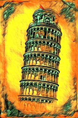 Pisa sanat eskizi çizimi eğlenceli tasarım antika eski sanat fotoğrafçılığı