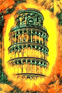 Pisa sanat eskizi çizimi eğlenceli tasarım antika eski sanat fotoğrafçılığı