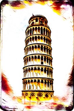 Pisa sanat eskizi çizimi eğlenceli tasarım antika eski sanat fotoğrafçılığı
