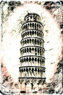 Pisa sanat eskizi çizimi eğlenceli tasarım antika eski sanat fotoğrafçılığı