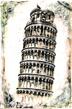 Pisa sanat eskizi çizimi eğlenceli tasarım antika eski sanat fotoğrafçılığı
