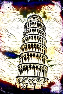 Pisa sanat eskizi çizimi eğlenceli tasarım antika eski sanat fotoğrafçılığı