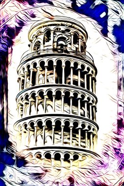 Pisa sanat eskizi çizimi eğlenceli tasarım antika eski sanat fotoğrafçılığı