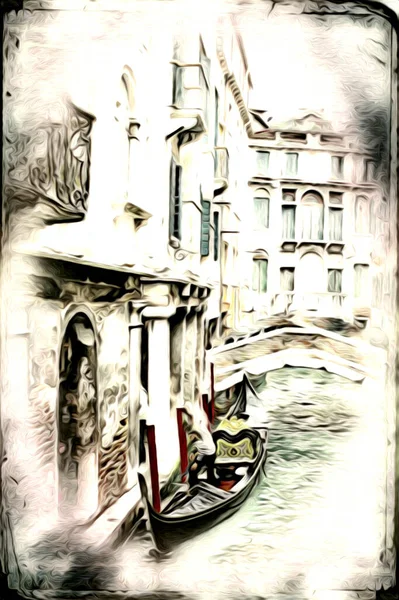 Venedig Kunst Zeichnung Skizze Illustration Spaß Design Vintage Retro — Stockfoto