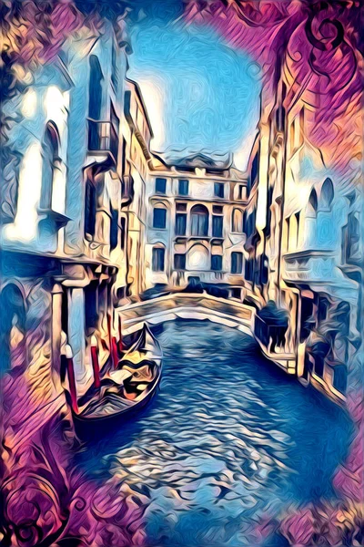 Venice Art Rajz Vázlat Illusztráció Szórakoztató Design Vintage Retro — Stock Fotó