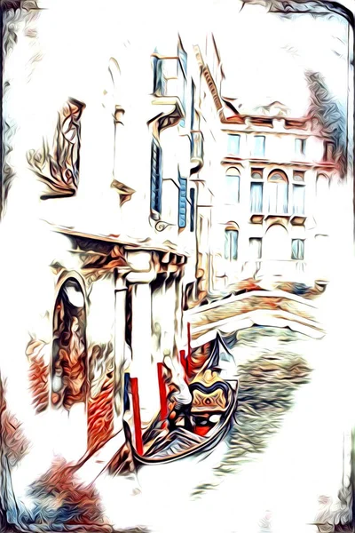 Venedig Kunst Zeichnung Skizze Illustration Spaß Design Vintage Retro — Stockfoto