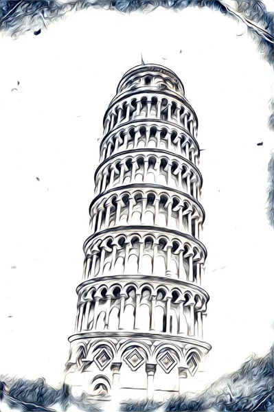 Pisa Kunst Zeichnung Skizze Illustration Spaß Design Vintage Retro Kunst — Stockfoto
