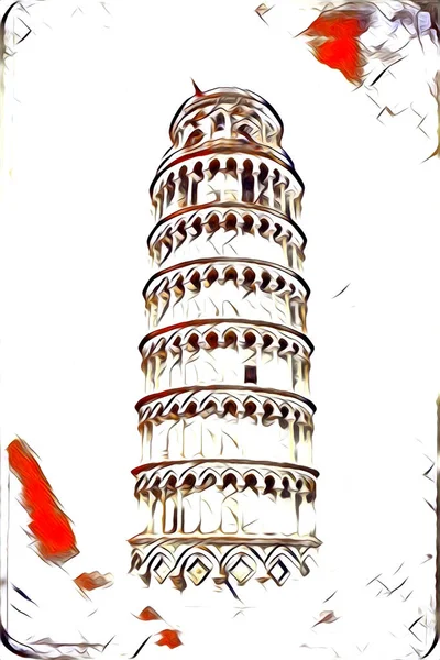 Pisa Art Drawing Sketch Illustration Fun Design Vintage Retro Art — Stock Photo, Image