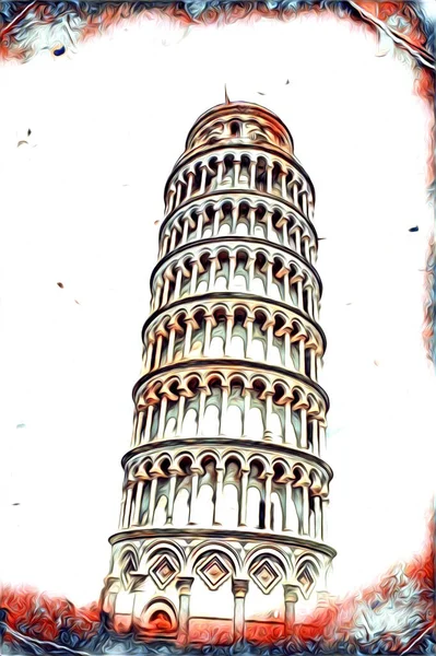 Pisa Konst Teckning Skiss Illustration Kul Design Vintage Retro Konst — Stockfoto