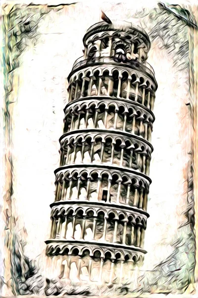 Pisa Arte Desenho Esboço Ilustração Divertimento Design Vintage Retro Arte — Fotografia de Stock