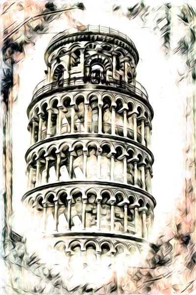 Pisa Kunst Zeichnung Skizze Illustration Spaß Design Vintage Retro Kunst — Stockfoto