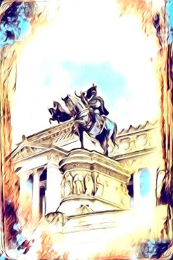 Roma İtalya sanatı eskiz çizimi eğlenceli tasarım antika retro