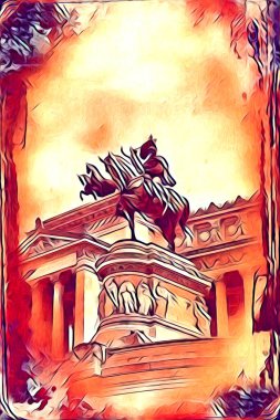 Roma İtalya sanatı eskiz çizimi eğlenceli tasarım antika retro