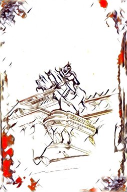 Roma İtalya sanatı eskiz çizimi eğlenceli tasarım antika retro