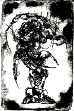 Sibernetik imgelemler gelecekteki dünyada gelecekteki metalik bilim kurgu erkek insansı sayborgun resimleridir.