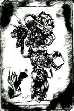 Sibernetik imgelemler gelecekteki dünyada gelecekteki metalik bilim kurgu erkek insansı sayborgun resimleridir.