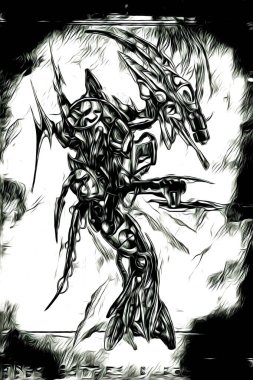 Sibernetik imgelemler gelecekteki dünyada gelecekteki metalik bilim kurgu erkek insansı sayborgun resimleridir.