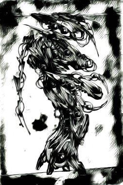 Sibernetik imgelemler gelecekteki dünyada gelecekteki metalik bilim kurgu erkek insansı sayborgun resimleridir.