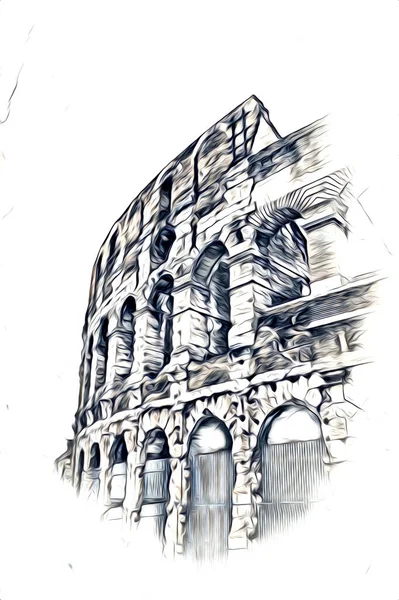 Nagy Antik Colosseum Művészet Fotózás — Stock Fotó