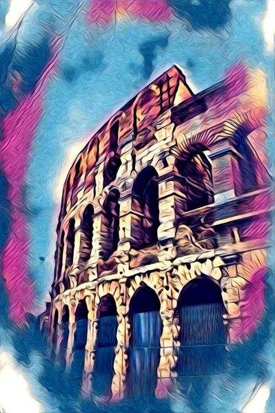 Grote Antieke Colosseum Kunst Fotografie — Stockfoto