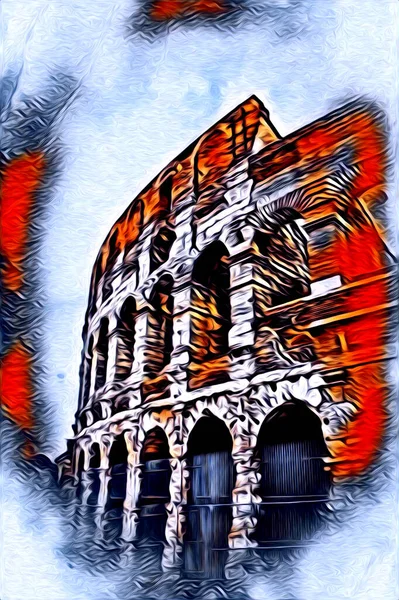 Grande Colosseo Antico Fotografia Arte — Foto Stock