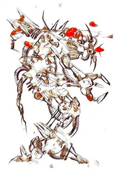 사이버네틱스의 환상은 미래의 휴머노이드 사이보그를 — 스톡 사진