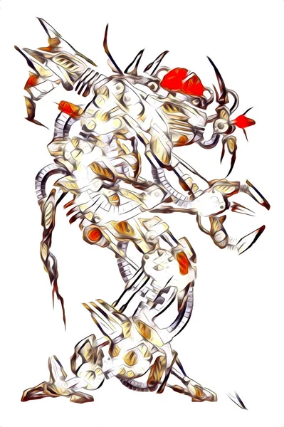 ทางไซเบอร ภาพวาดของน ยายว ทยาศาสตร โลหะในอนาคต ไซบอร กมน ในโลกอนาคต — ภาพถ่ายสต็อก