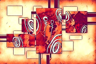 soyut renk tasarımı resim çizimi eskiz retro vintage