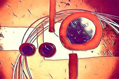 soyut renk tasarımı resim çizimi eskiz retro vintage