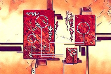 soyut renk tasarımı resim çizimi eskiz retro vintage