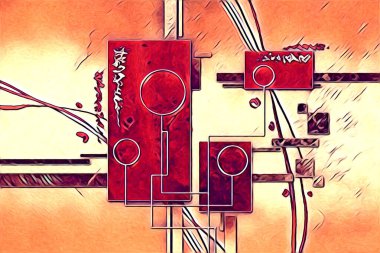 soyut renk tasarımı resim çizimi eskiz retro vintage