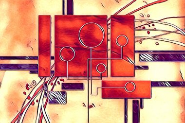 soyut renk tasarımı resim çizimi eskiz retro vintage