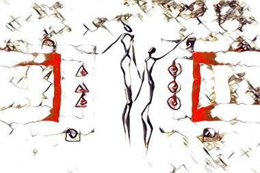 Afrikalı etnik retro vintage çizim çizimi